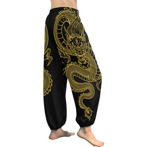 Chinese Dragon black Women's All Over Print Harem Pants (Model L18)