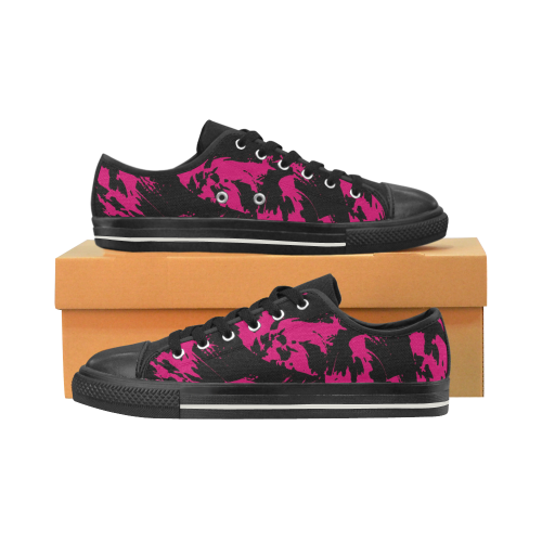 Pink and Black Paint Splatter Women's Classic Canvas Shoes (Model 018)
