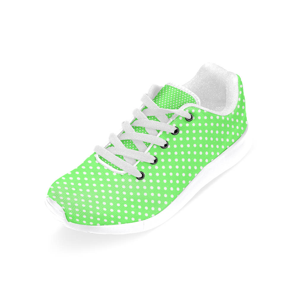 Eucalyptus green polka dots Women's Running Shoes/Large Size (Model 020)
