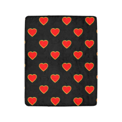 Red Valentine Love Hearts on Black Ultra-Soft Micro Fleece Blanket 40"x50"