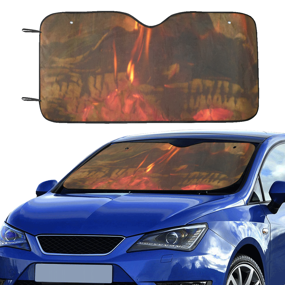 Burning Fire Car Sun Shade 55"x30"