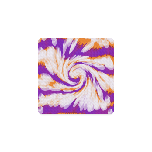 Purple Orange Tie Dye Swirl Abstract Square Coaster