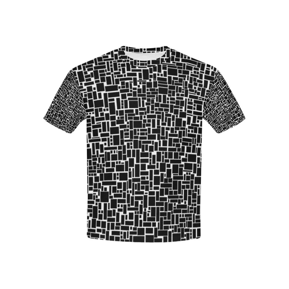 BLACK AND WHITE BOX PATTERN Kids' All Over Print T-shirt (USA Size) (Model T40)