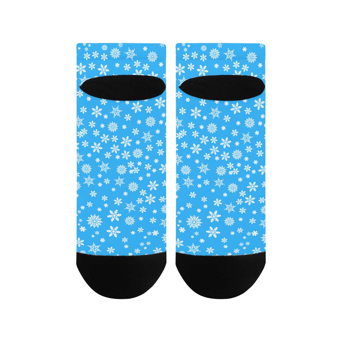 Christmas White Snowflakes on Light Blue Women's Ankle Socks