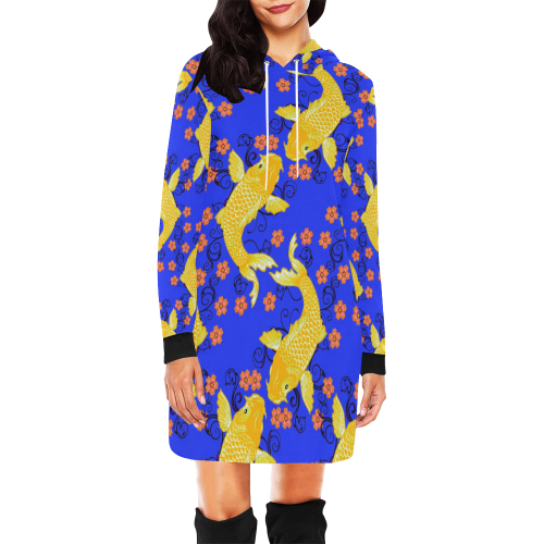 KOI FISH 5 All Over Print Hoodie Mini Dress (Model H27)