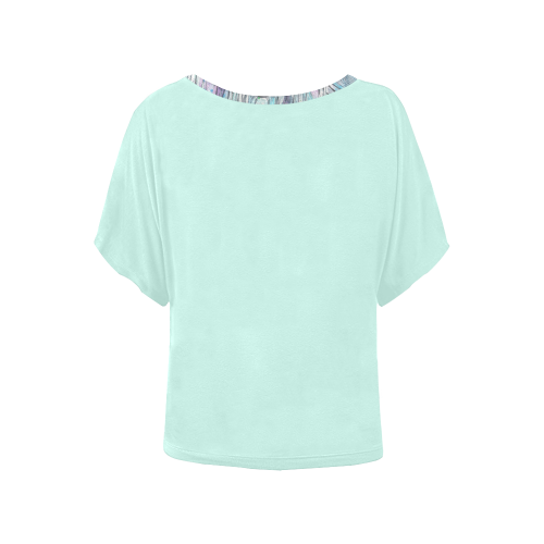 Breezy mint Women's Batwing-Sleeved Blouse T shirt (Model T44)