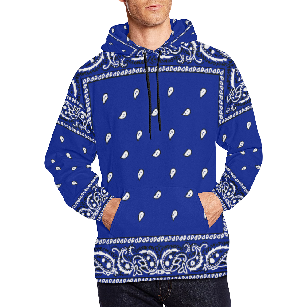 KERCHIEF PATTERN BLUE All Over Print Hoodie for Men (USA Size) (Model H13)
