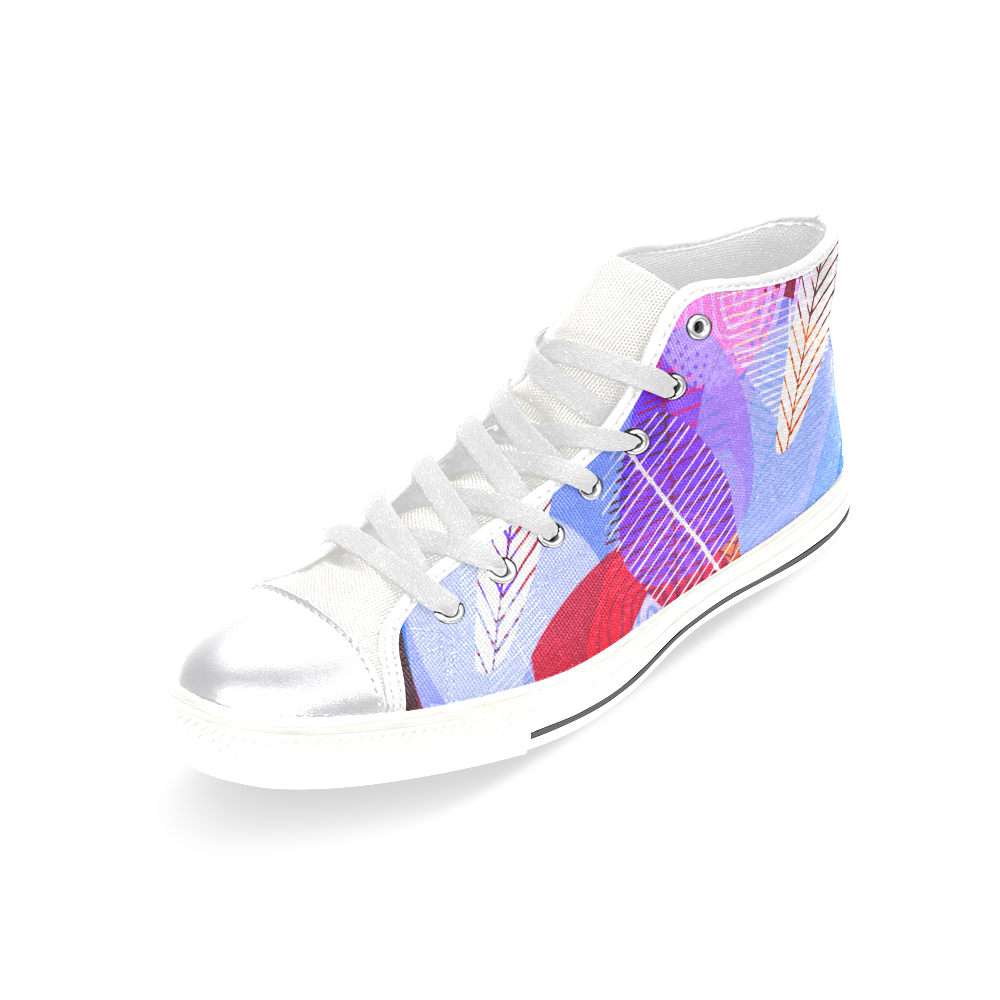 leaf pattern Women's Classic High Top Canvas Shoes (Model 017)