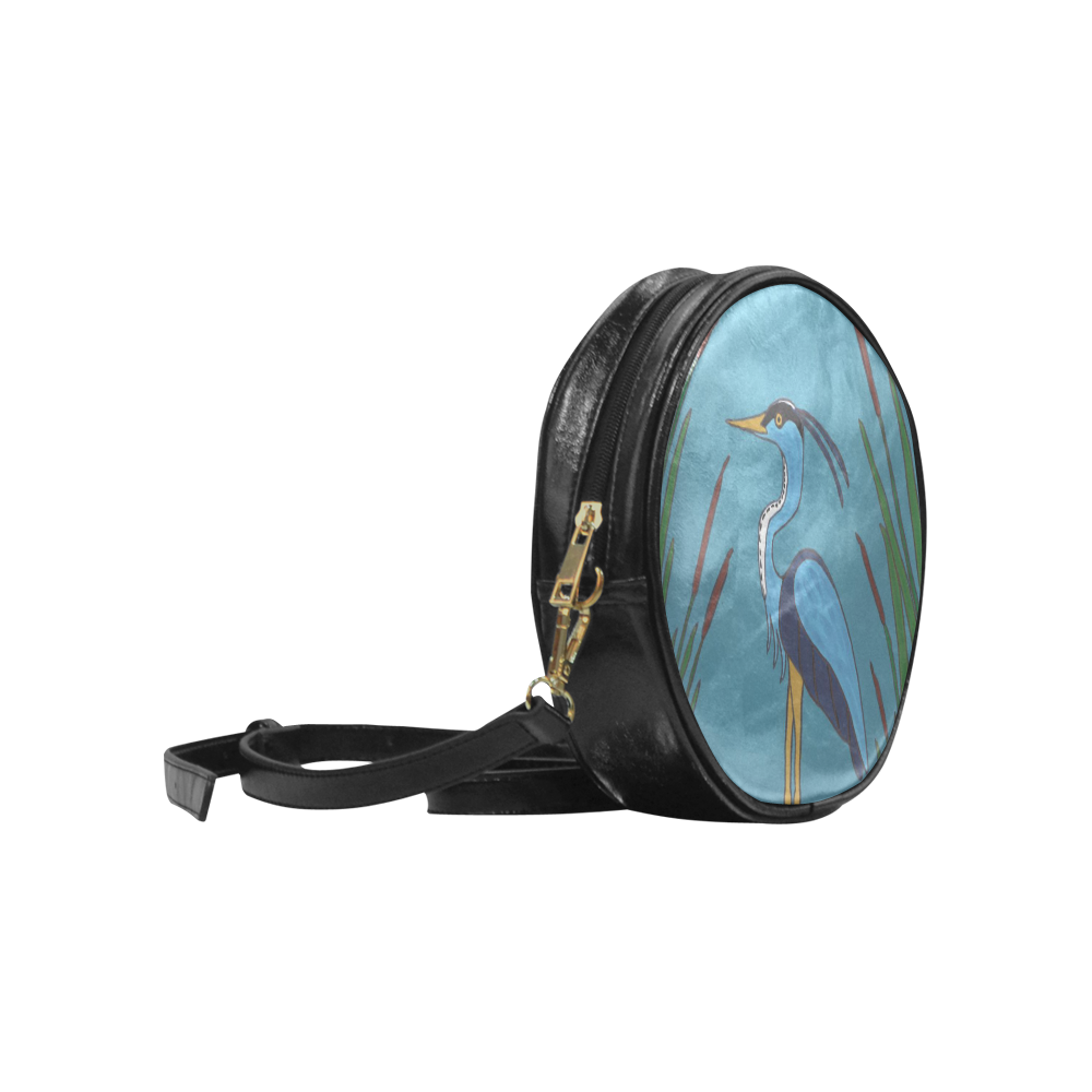 Blue Heron in the Cattails Round Sling Bag (Model 1647)
