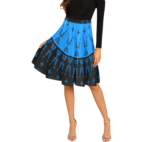 Night Stars Blue Melete Pleated Midi Skirt (Model D15)
