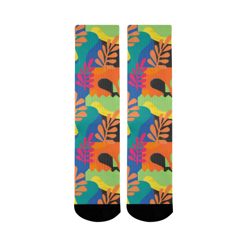 Abstract Nature Pattern Mid-Calf Socks (Black Sole)