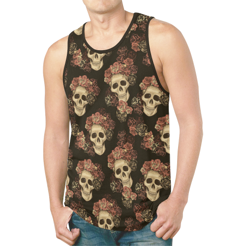 Skull and Rose Pattern New All Over Print Tank Top for Men (Model T46)