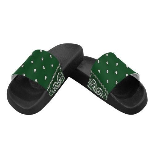 KERCHIEF PATTERN GREEN Men's Slide Sandals (Model 057)