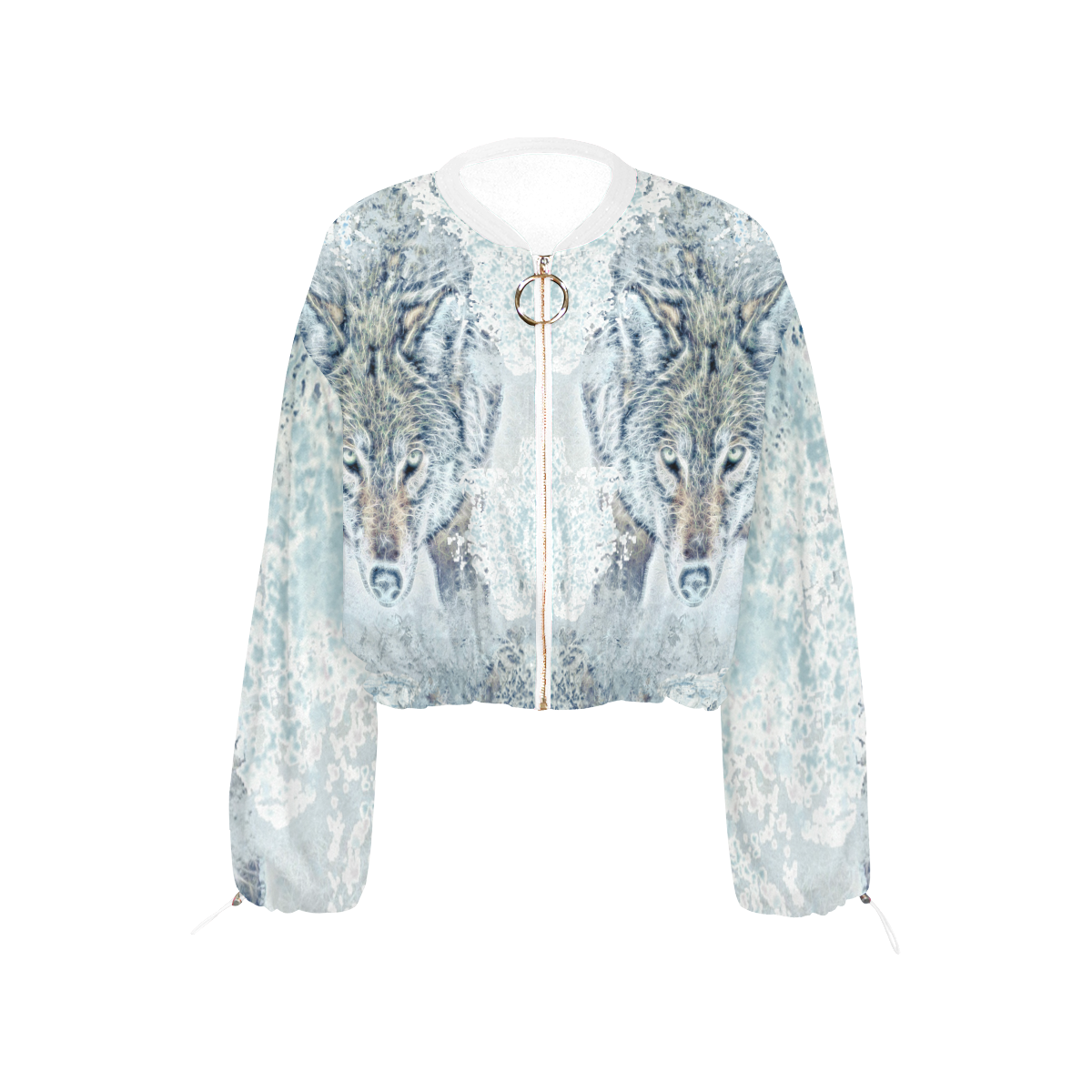Snow Wolf Cropped Chiffon Jacket for Women (Model H30)