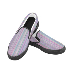 Broken TV screen digital rainbow stripe 3 Slip-on Canvas Shoes for Men/Large Size (Model 019)