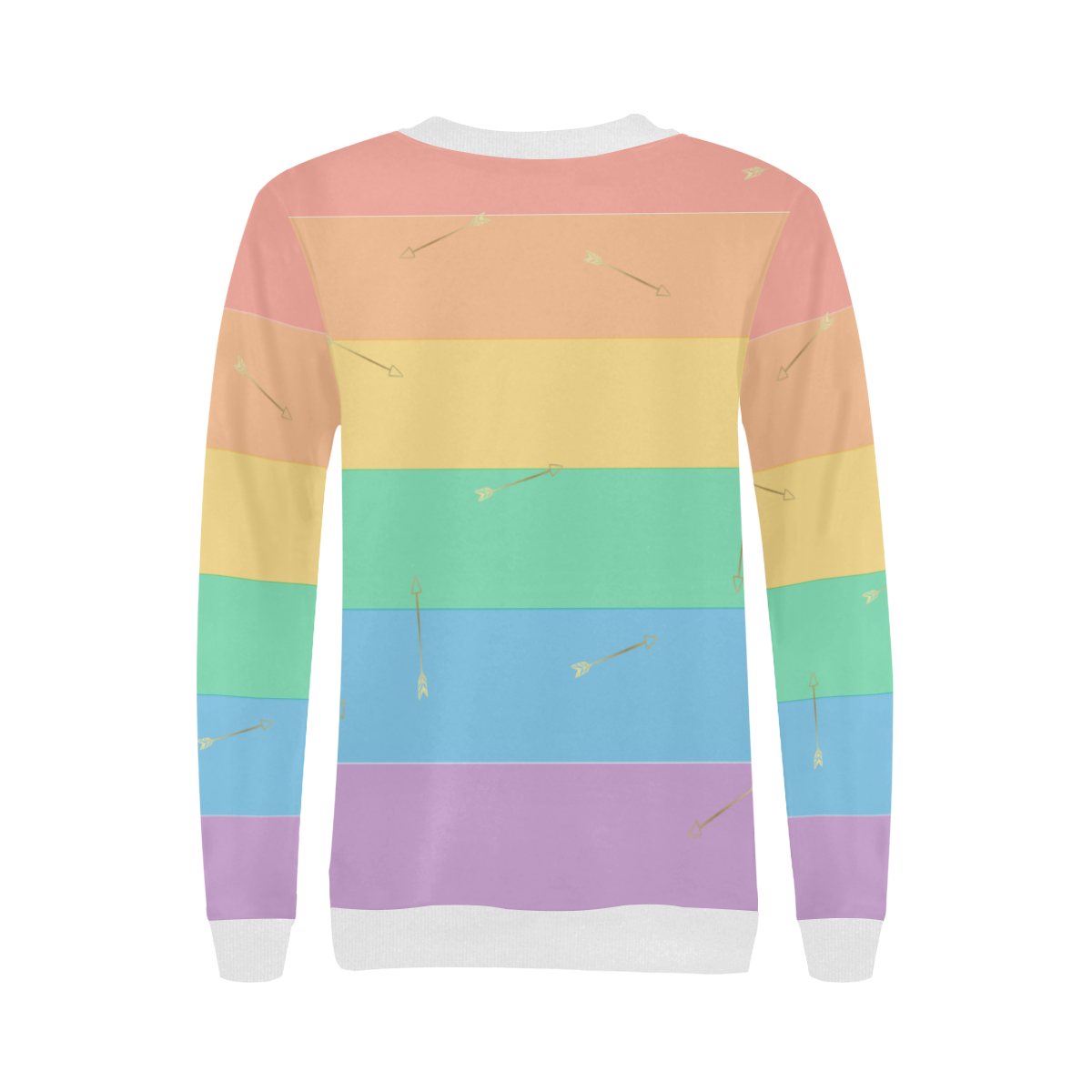 True to oneself rainbow white Women's Rib Cuff Crew Neck Sweatshirt (Model H34)