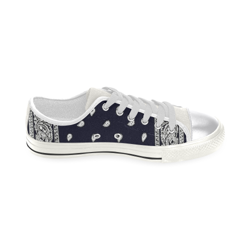 Navy Blue Bandana Women's Classic Canvas Shoes (Model 018)