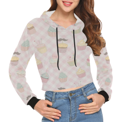Cupcakes All Over Print Crop Hoodie for Women (Model H22)