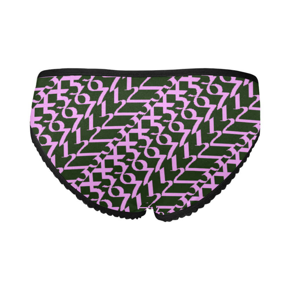 NUMBERS Collection 1234567 Grape/Black Women's All Over Print Girl Briefs (Model L14)