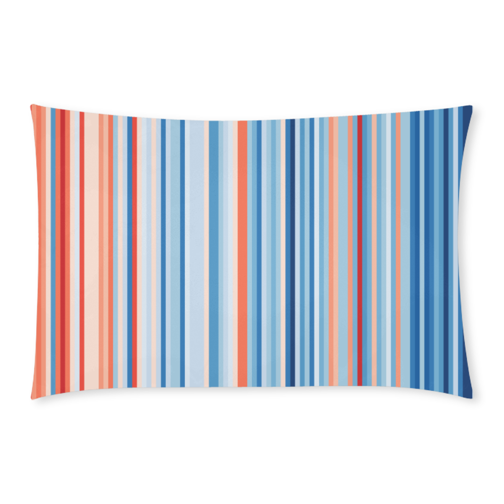 Blue and coral stripe version 3 3-Piece Bedding Set