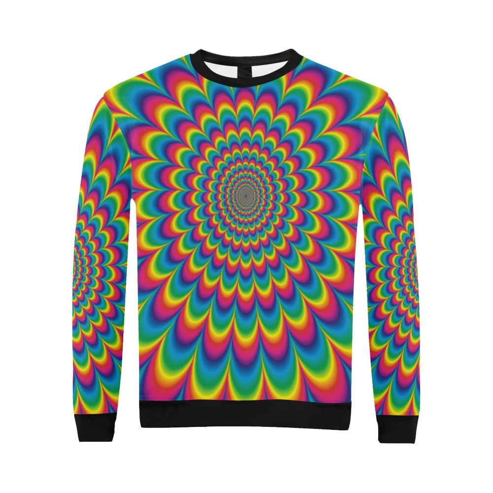 Crazy Psychedelic Flower Power Hippie Mandala All Over Print Crewneck Sweatshirt for Men/Large (Model H18)