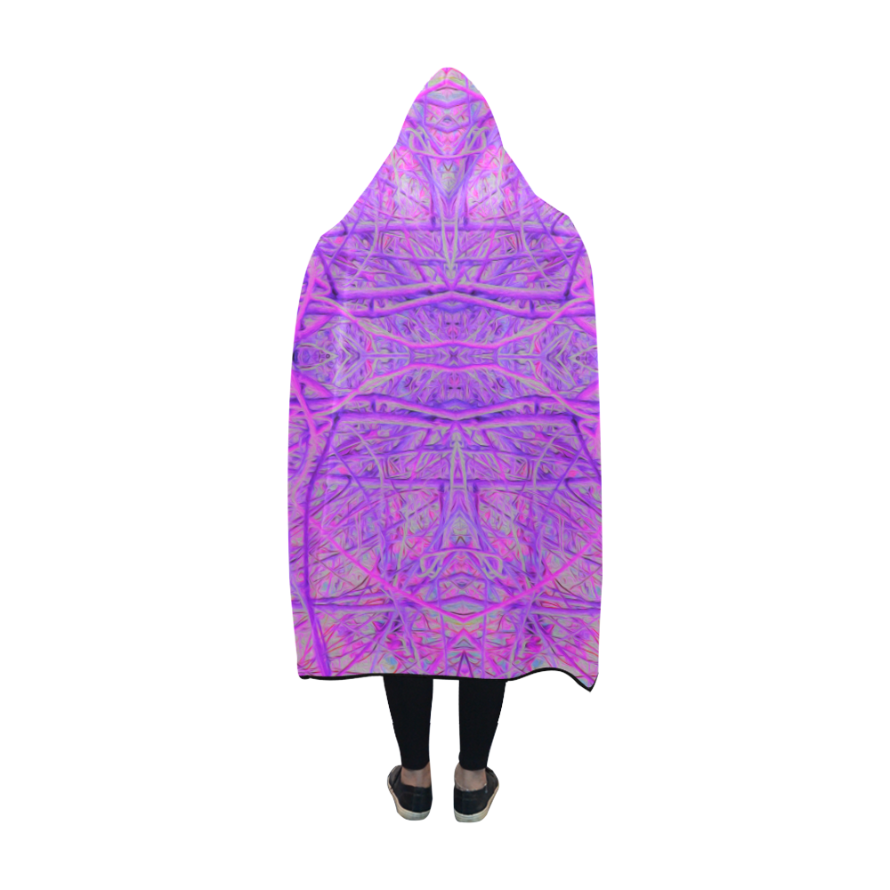 Hot Pink and Purple Abstract Branch Pattern Hooded Blanket 60''x50''