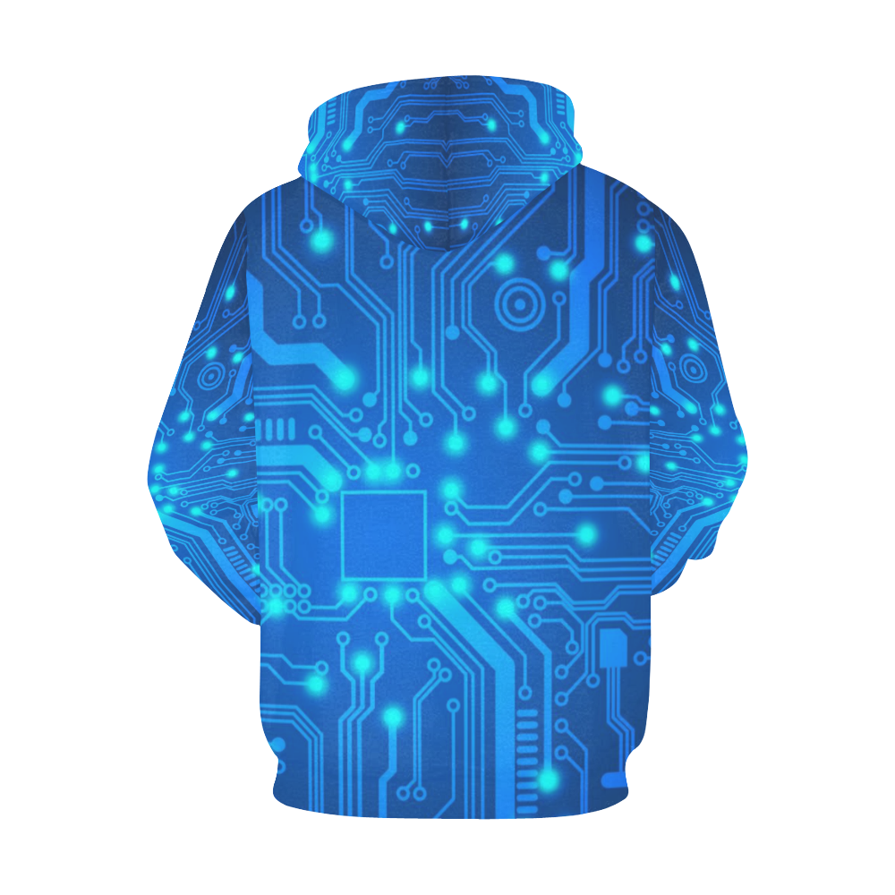 Digital Matrix Gamer UV Black Light All Over Print Hoodie for Men/Large Size (USA Size) (Model H13)