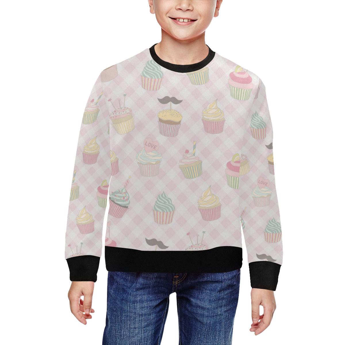 Cupcakes All Over Print Crewneck Sweatshirt for Kids (Model H29)