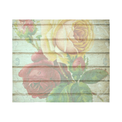 Vintage Wood Roses Cotton Linen Wall Tapestry 60"x 51"