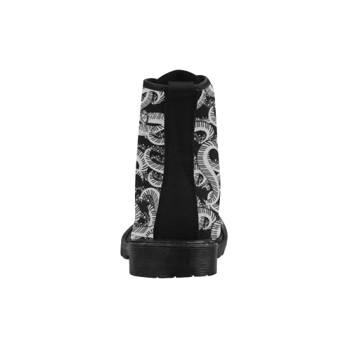 Music Boots Curvy Piano Print Martin Boots for Women (Black) (Model 1203H)