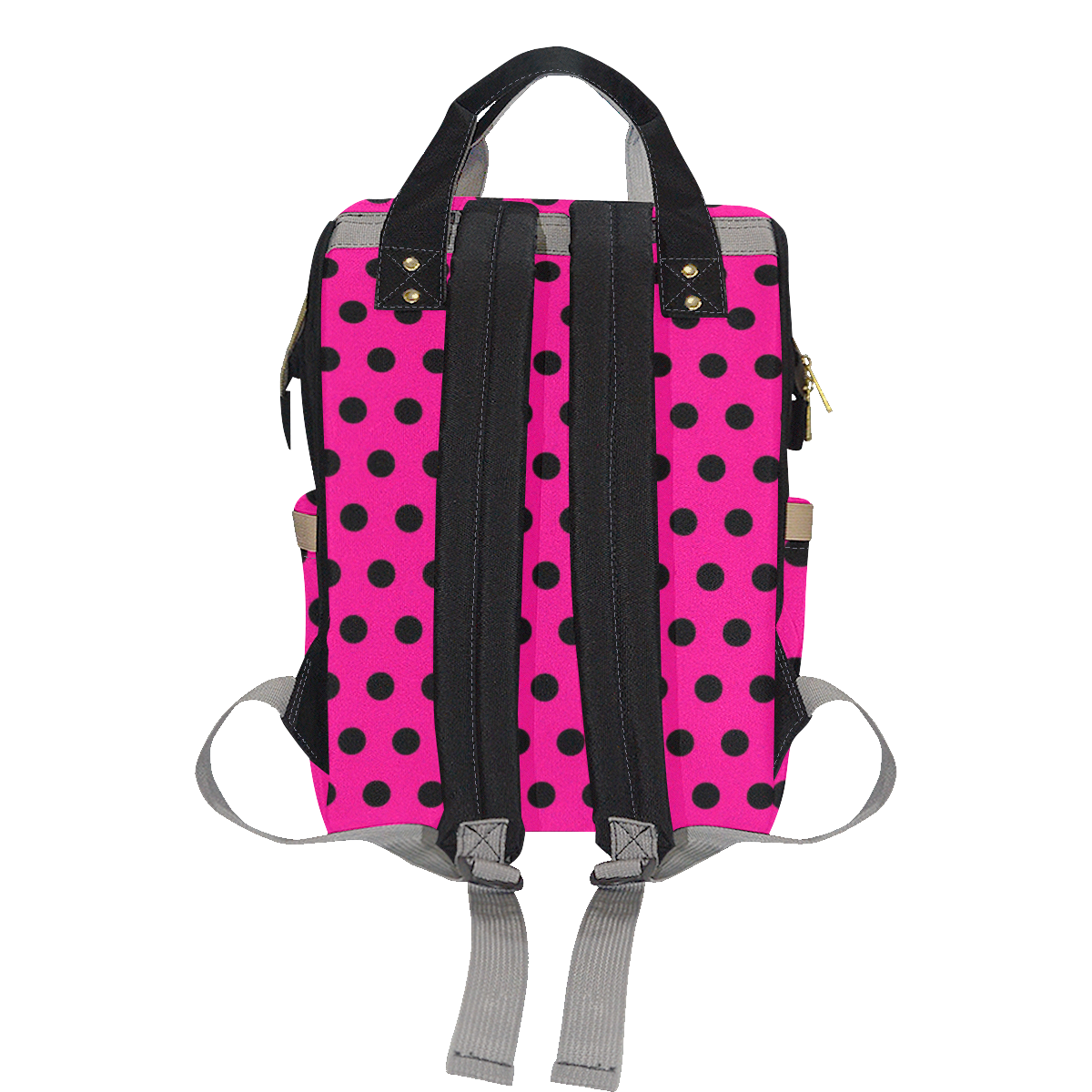 Pink Polkadot Multi-Function Diaper Backpack/Diaper Bag (Model 1688)
