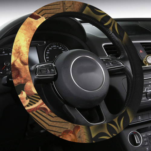 Amazing skull with floral elements Steering Wheel Cover with Anti-Slip Insert