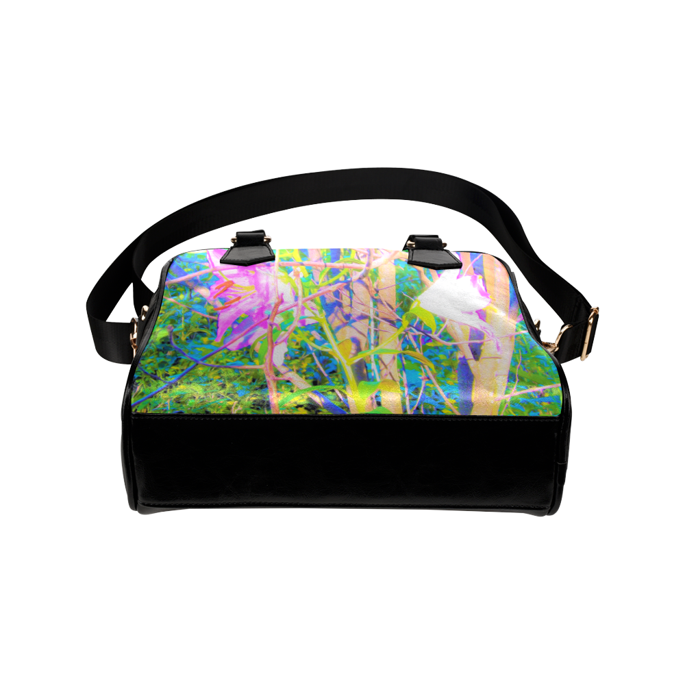 Abstract Oriental Lilies in My Garden Shoulder Handbag (Model 1634)