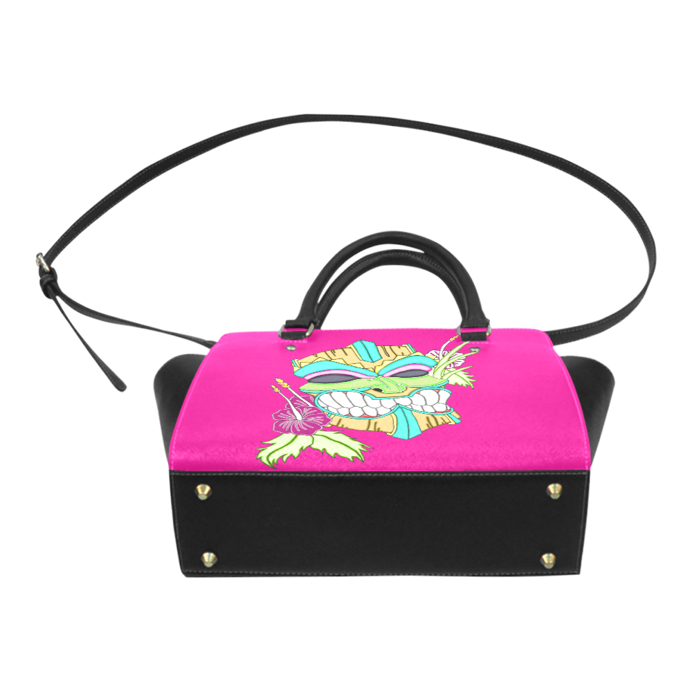 Tropical Tiki Mask Pink Classic Shoulder Handbag (Model 1653)