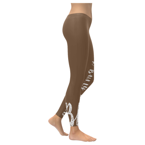 Bully Broad Leggings Brown Women's Low Rise Leggings (Invisible Stitch) (Model L05)