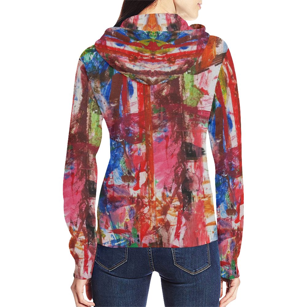 Paint on a white background All Over Print Full Zip Hoodie for Women (Model H14)