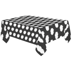Clouds with Polka Dots on Black Cotton Linen Tablecloth 60"x120"