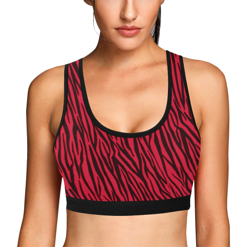 Red Zebra Pattern Women's All Over Print Sports Bra (Model T52)