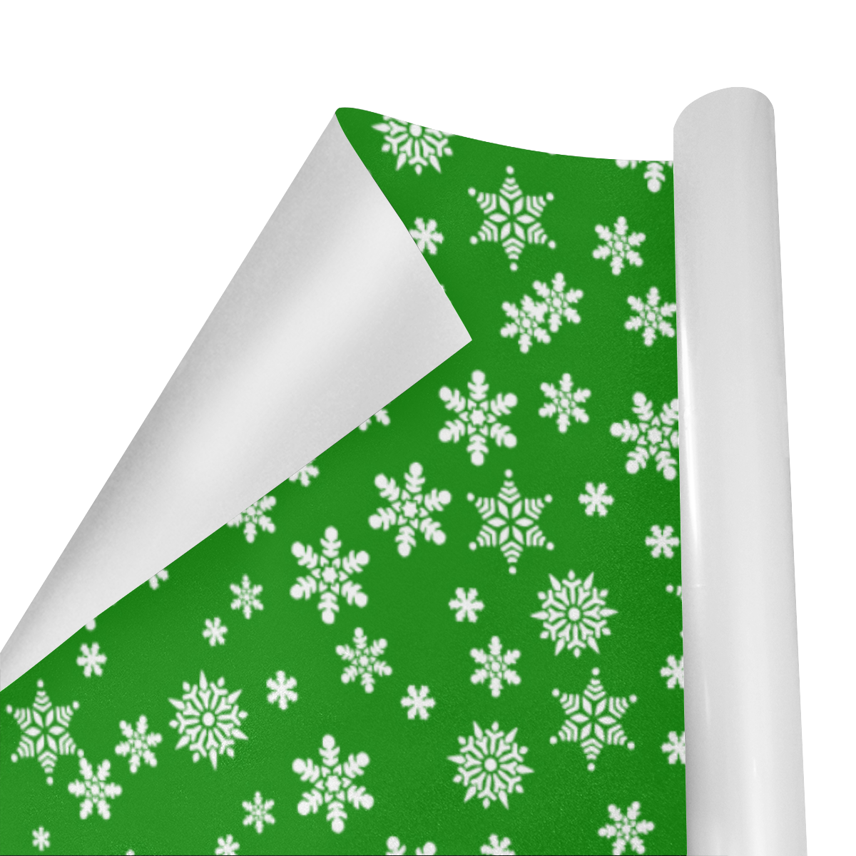 Christmas White Snowflakes on Green Gift Wrapping Paper 58"x 23" (2 Rolls)