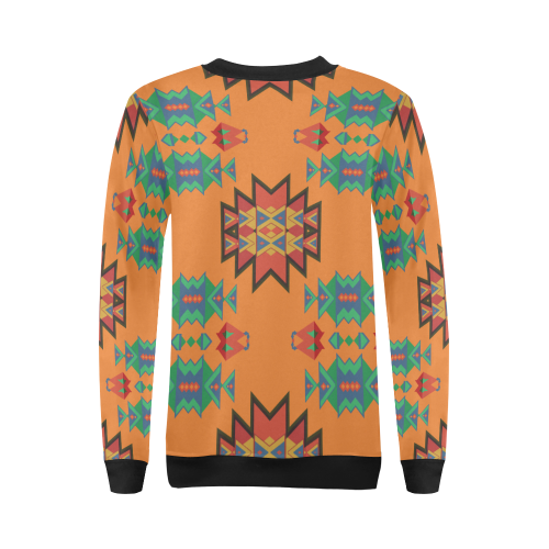 Misc shapes on an orange background All Over Print Crewneck Sweatshirt for Women (Model H18)