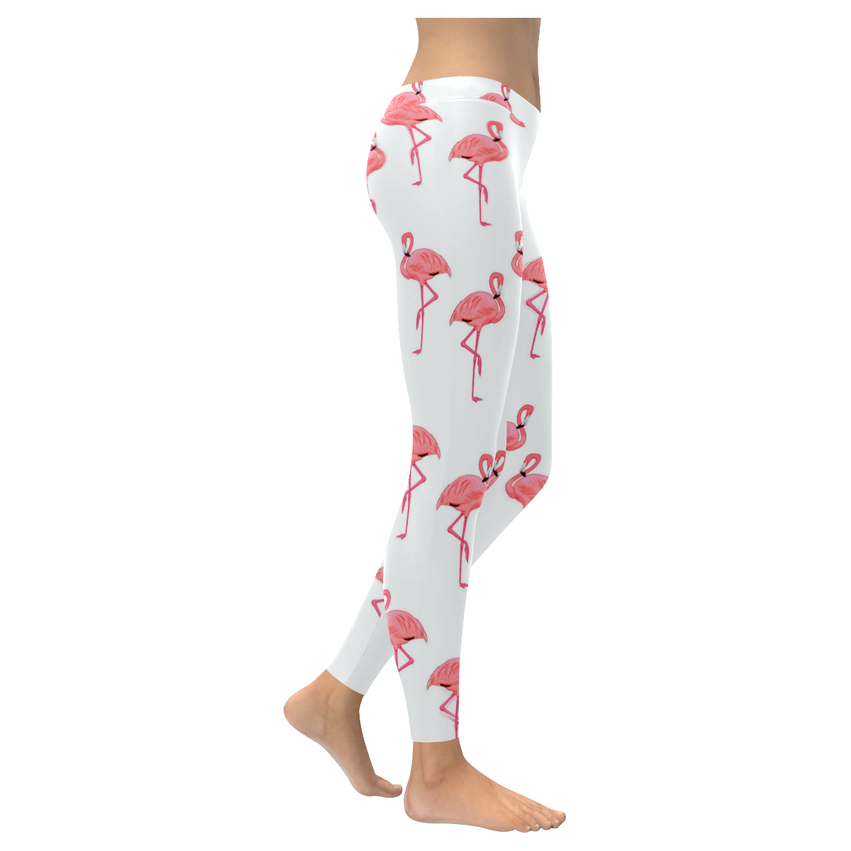 Classic Pink Flamingo Pattern Women's Low Rise Leggings (Invisible Stitch) (Model L05)
