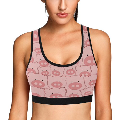 Pink Piggy Pigs Women's All Over Print Sports Bra (Model T52)