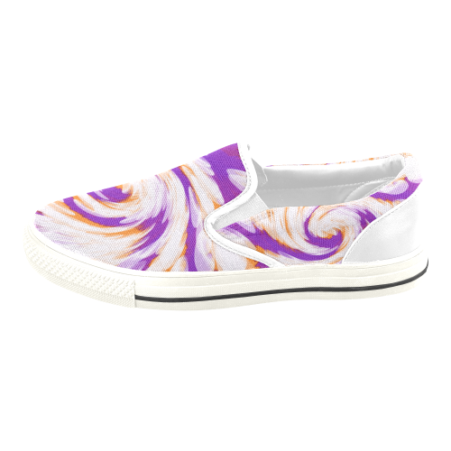 Purple Orange Tie Dye Swirl Abstract Women's Slip-on Canvas Shoes/Large Size (Model 019)