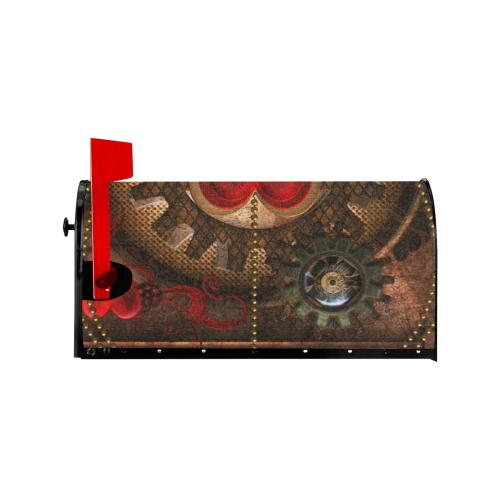 Steampunk, awesome herats with clocks and gears Mailbox Cover