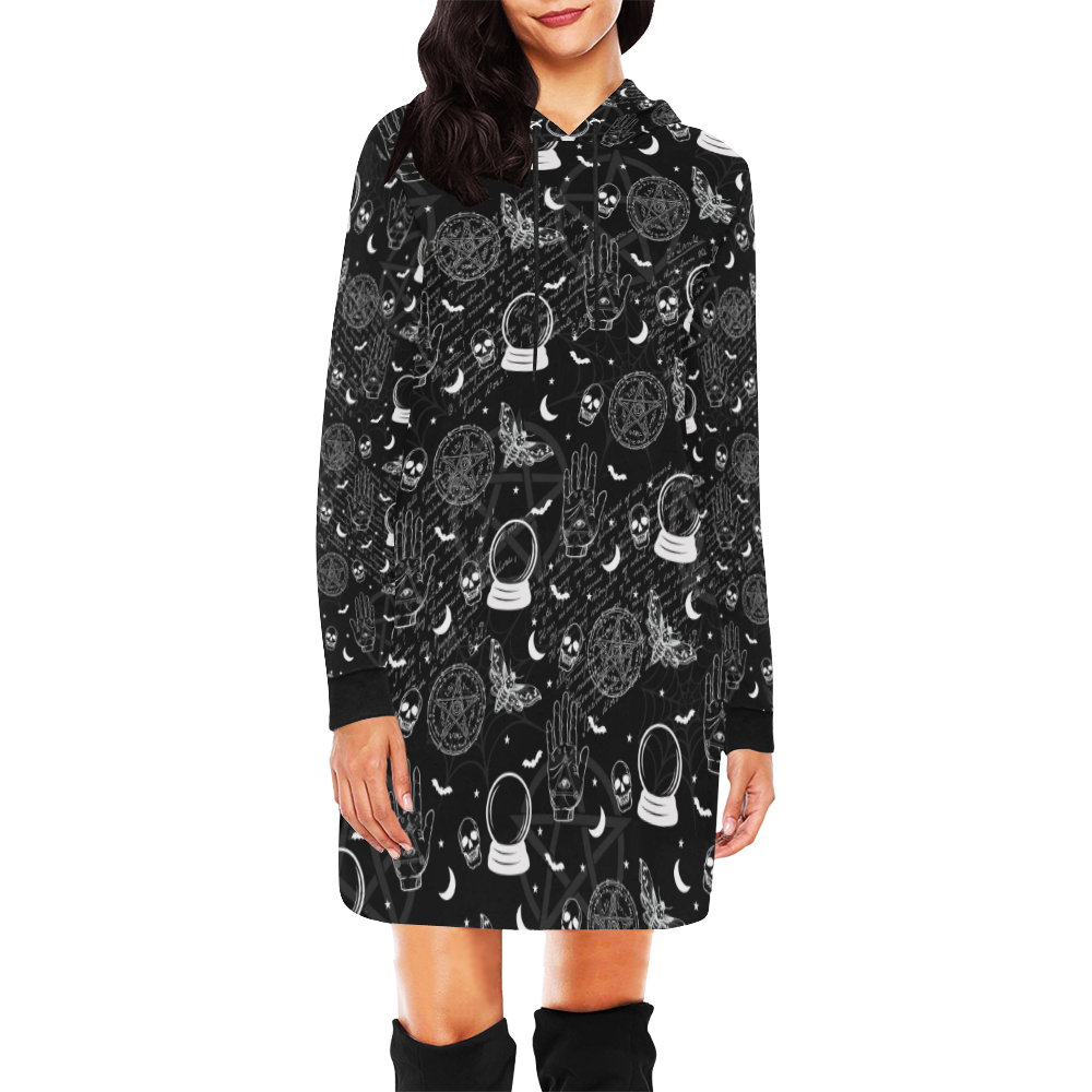 poe fortunes All Over Print Hoodie Mini Dress (Model H27)