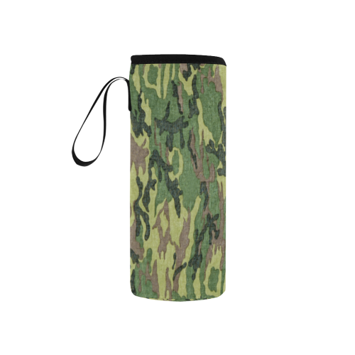 Military Camo Green Woodland Camouflage Neoprene Water Bottle Pouch/Small