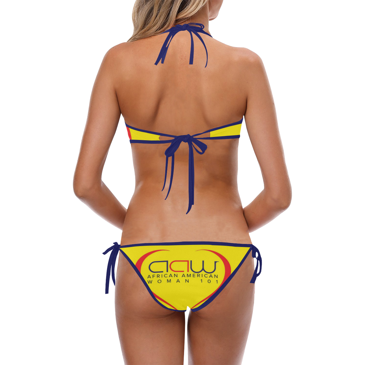AAW101 Yellow SwimWear Custom Halter & Side Tie Bikini Swimsuit (Model S06)