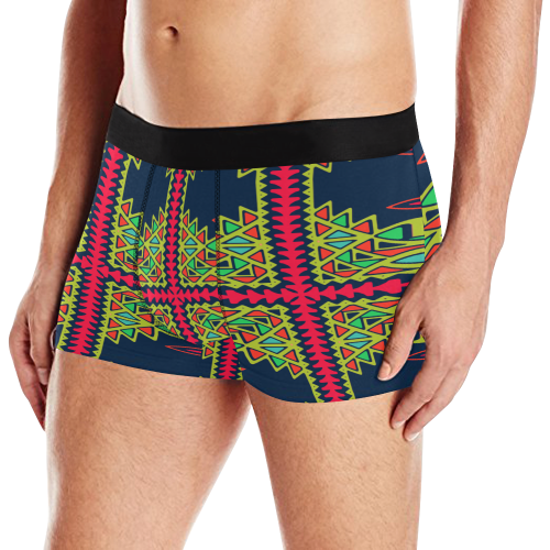Distorted shapes on a blue background Men's All Over Print Boxer Briefs (Model L10)
