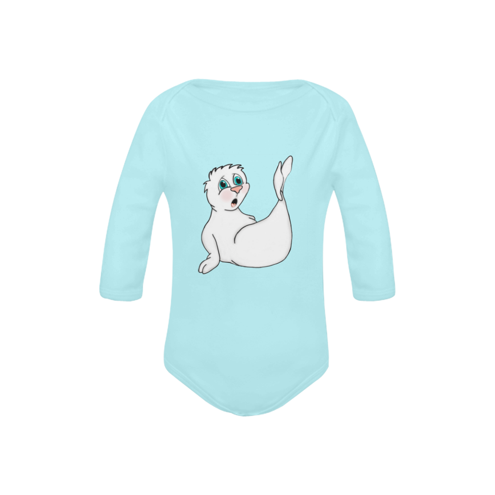 Surprised Seal Blue Baby Powder Organic Long Sleeve One Piece (Model T27)