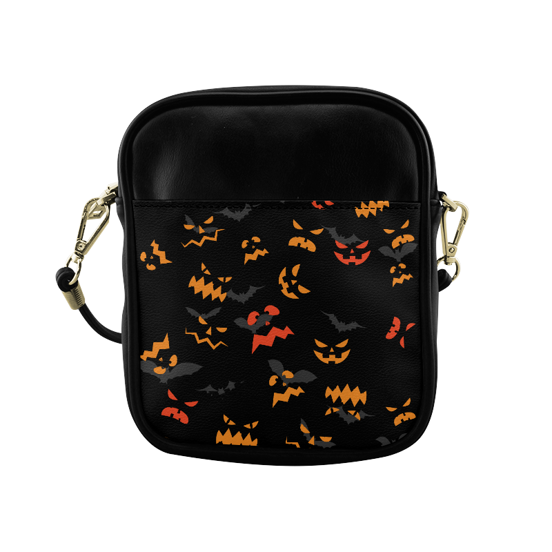 Pumpkin Faces HALLOWEEN BLACK Sling Bag (Model 1627)